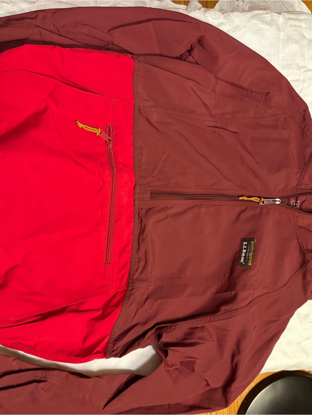 L.L. Bean Men’s Two-Tone Red and Burgundy Windbreaker